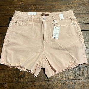 NWT Judy Blue Shorts 2xl. Blush colored distressed high waisted